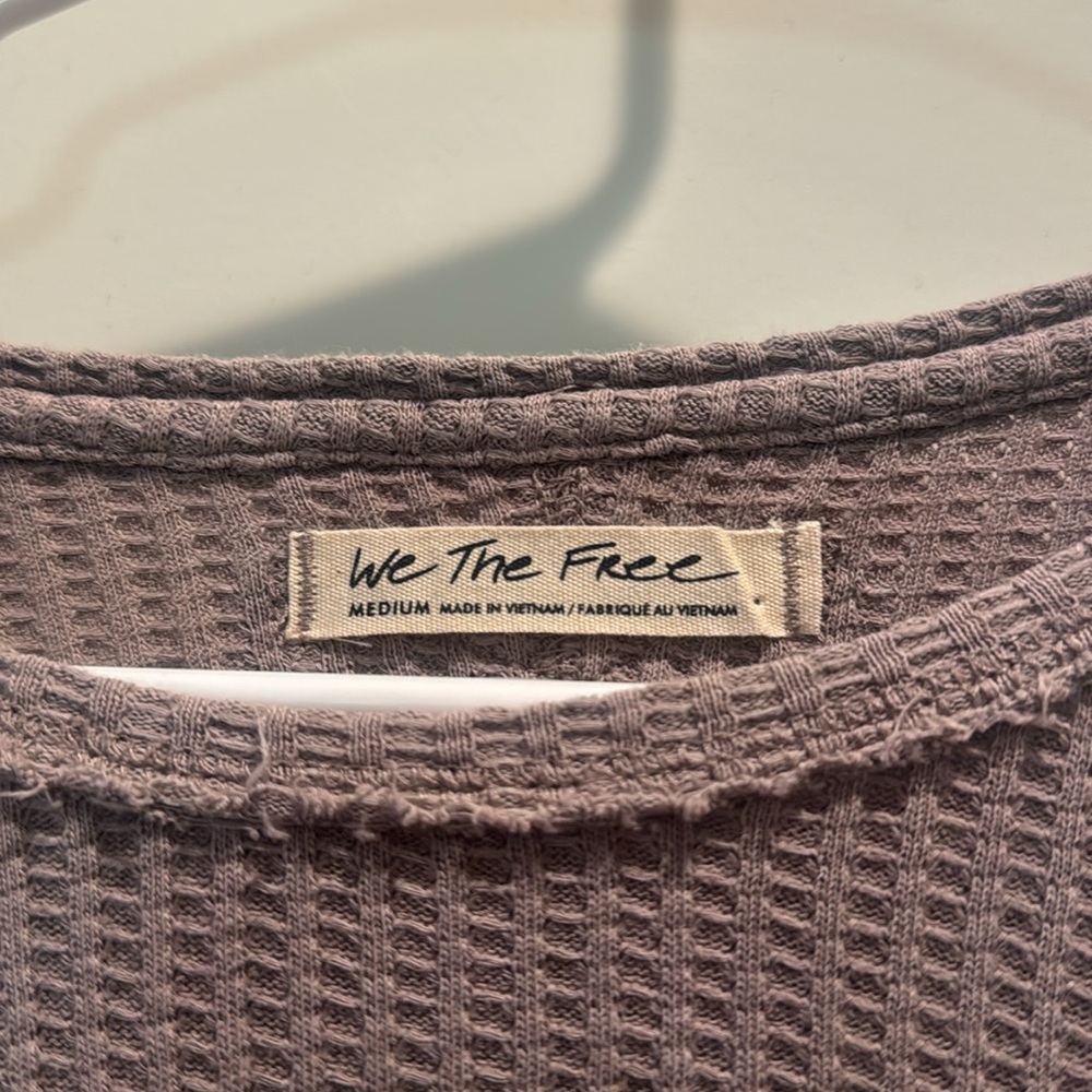 We The Free-Free People Taupe Waffle Knit Top - Picture 3 of 3